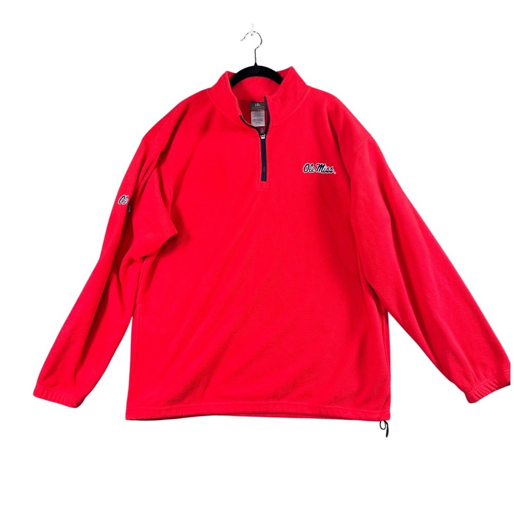 Ole Miss Rebels Red Fleece Pullover Jacket Men's‎ L Knights Apparel